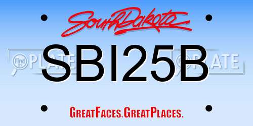 SBI25B South Dakota License Plate