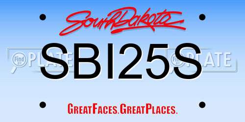 SBI25S South Dakota License Plate