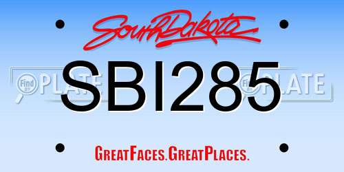 SBI285 South Dakota License Plate