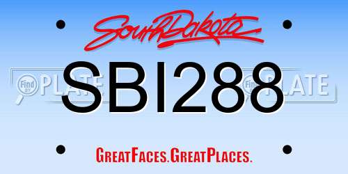 SBI288 South Dakota License Plate
