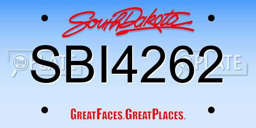 SBI4262 South Dakota License Plate