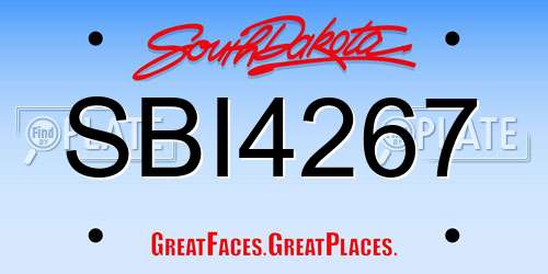 SBI4267 South Dakota License Plate