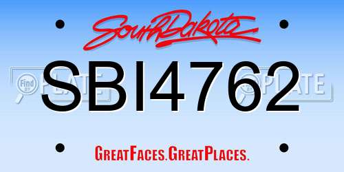 SBI4762 South Dakota License Plate