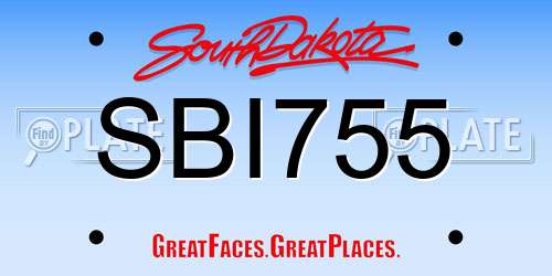 SBI755 South Dakota License Plate