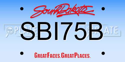 SBI75B South Dakota License Plate