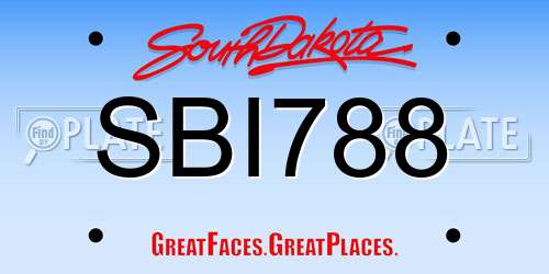SBI788 South Dakota License Plate