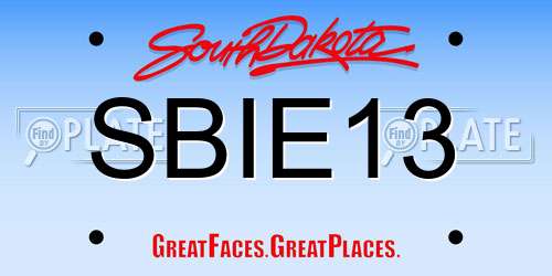 SBIE13 South Dakota License Plate