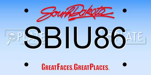 SBIU86 South Dakota License Plate