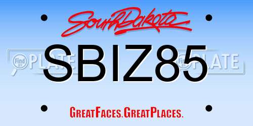 SBIZ85 South Dakota License Plate