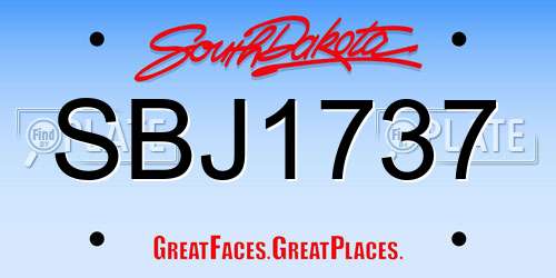 SBJ1737 South Dakota License Plate
