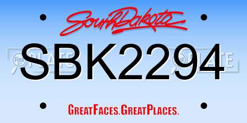 SBK2294 South Dakota License Plate