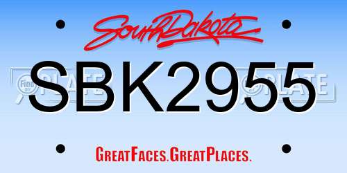 SBK2955 South Dakota License Plate