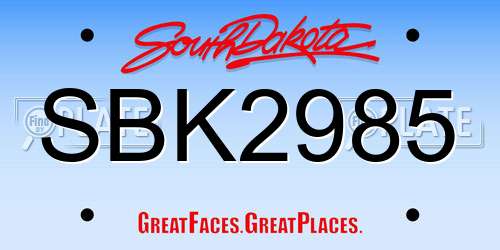 SBK2985 South Dakota License Plate