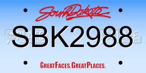 SBK2988 South Dakota License Plate