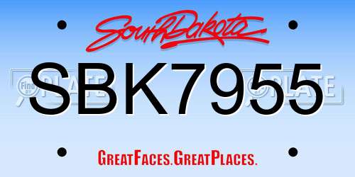 SBK7955 South Dakota License Plate