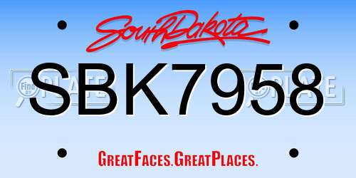 SBK7958 South Dakota License Plate