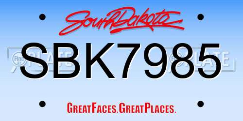 SBK7985 South Dakota License Plate