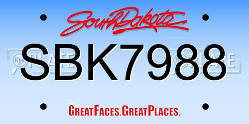 SBK7988 South Dakota License Plate