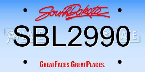 SBL2990 South Dakota License Plate