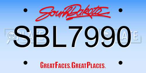 SBL7990 South Dakota License Plate