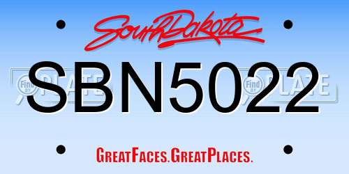 SBN5022 South Dakota License Plate