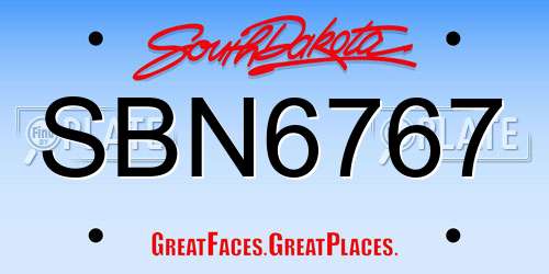 SBN6767 South Dakota License Plate