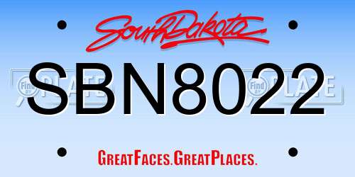 SBN8022 South Dakota License Plate