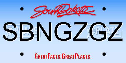 SBNGZGZ South Dakota License Plate