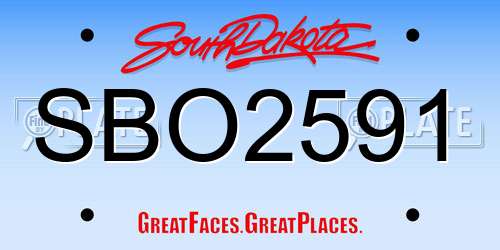 SBO2591 South Dakota License Plate