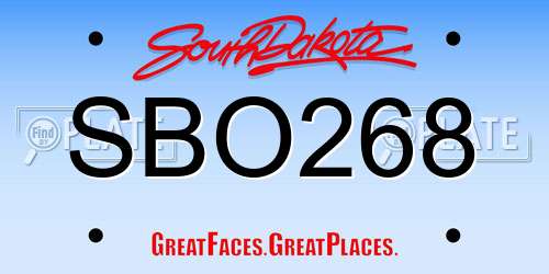 SBO268 South Dakota License Plate