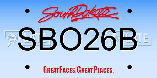 SBO26B South Dakota License Plate