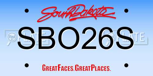 SBO26S South Dakota License Plate