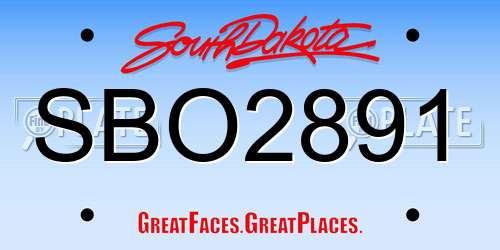 SBO2891 South Dakota License Plate