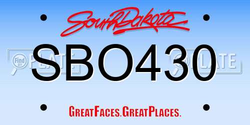 SBO430 South Dakota License Plate