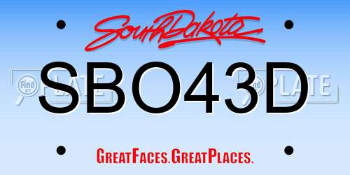 SBO43D South Dakota License Plate