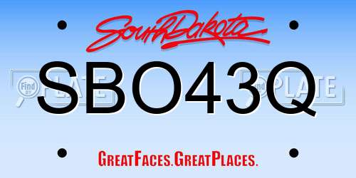 SBO43Q South Dakota License Plate