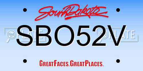 SBO52V South Dakota License Plate