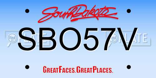 SBO57V South Dakota License Plate