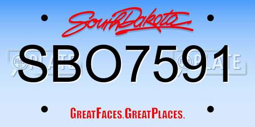 SBO7591 South Dakota License Plate