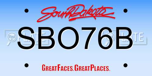 SBO76B South Dakota License Plate