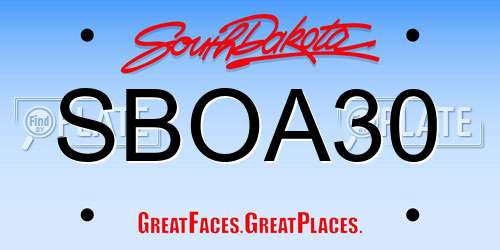 SBOA30 South Dakota License Plate