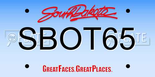 SBOT65 South Dakota License Plate