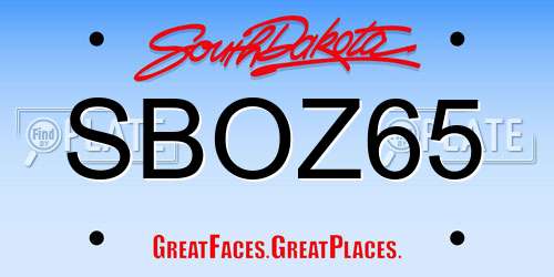 SBOZ65 South Dakota License Plate