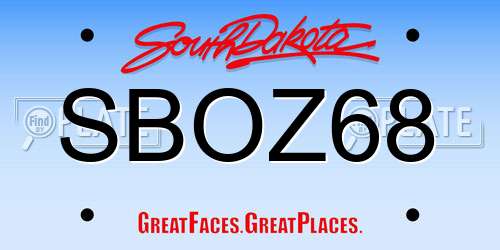 SBOZ68 South Dakota License Plate