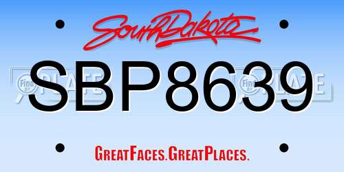 SBP8639 South Dakota License Plate