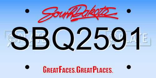 SBQ2591 South Dakota License Plate