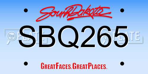 SBQ265 South Dakota License Plate