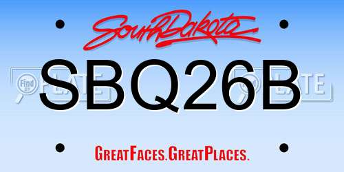 SBQ26B South Dakota License Plate