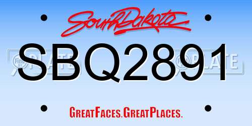 SBQ2891 South Dakota License Plate
