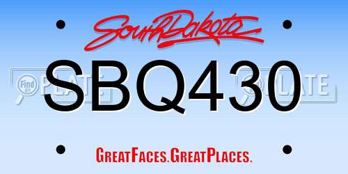 SBQ430 South Dakota License Plate